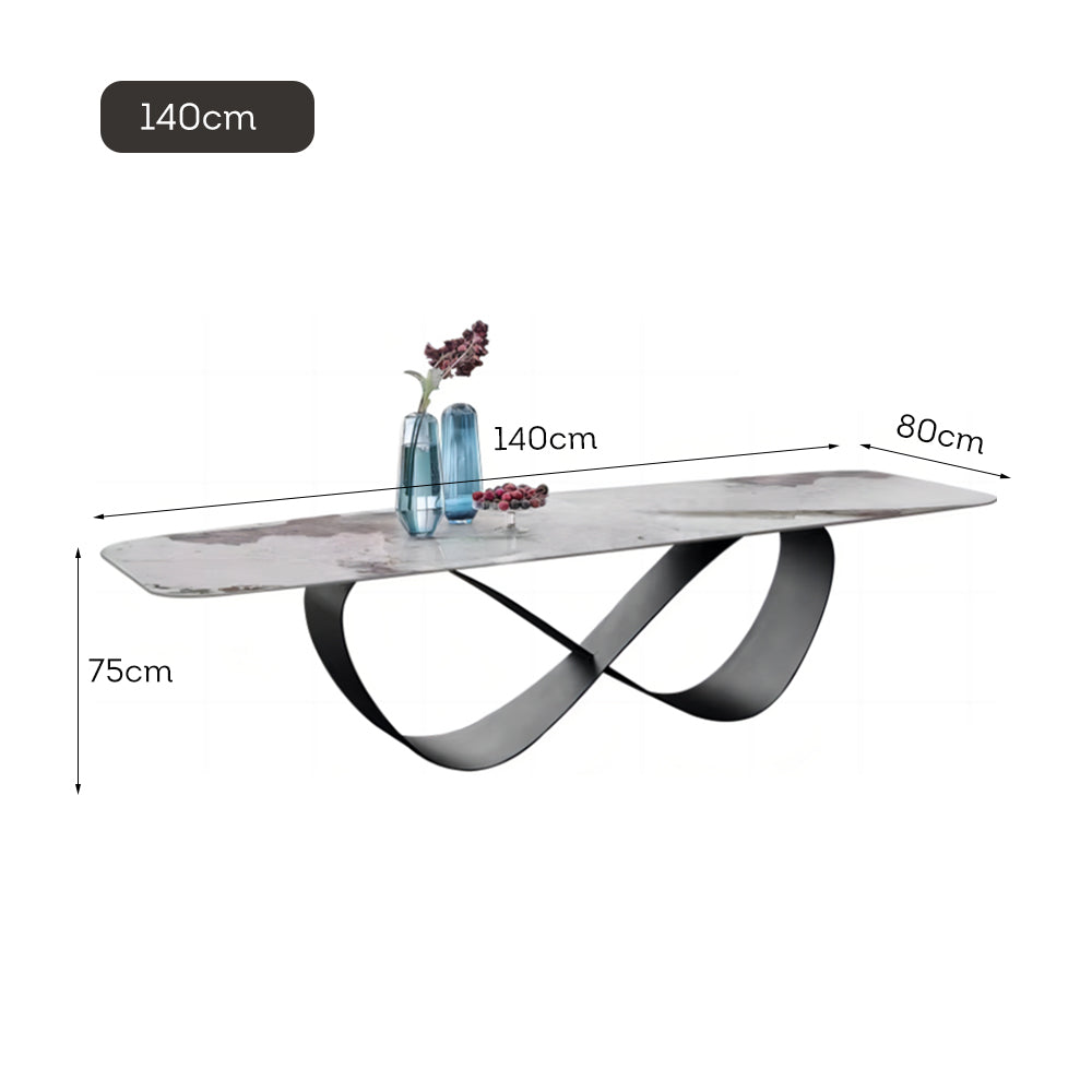 LUXORA DT1122 140/160/180cm Length Sintered Stone Tabletop Dining Table Carbon Steel Legs