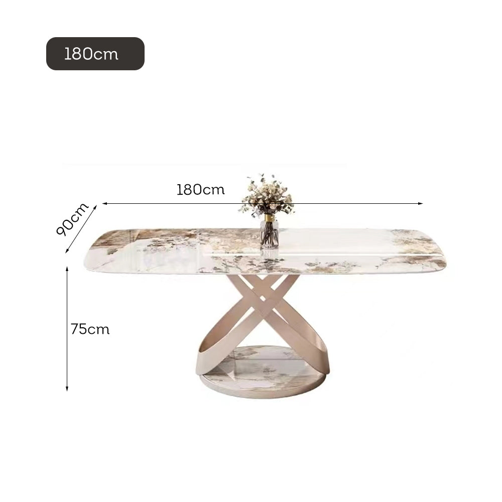 LIVARA DT1168 130/140/160/180cm Length 12mm Thickness Sintered Stone Tabletop Dining Table