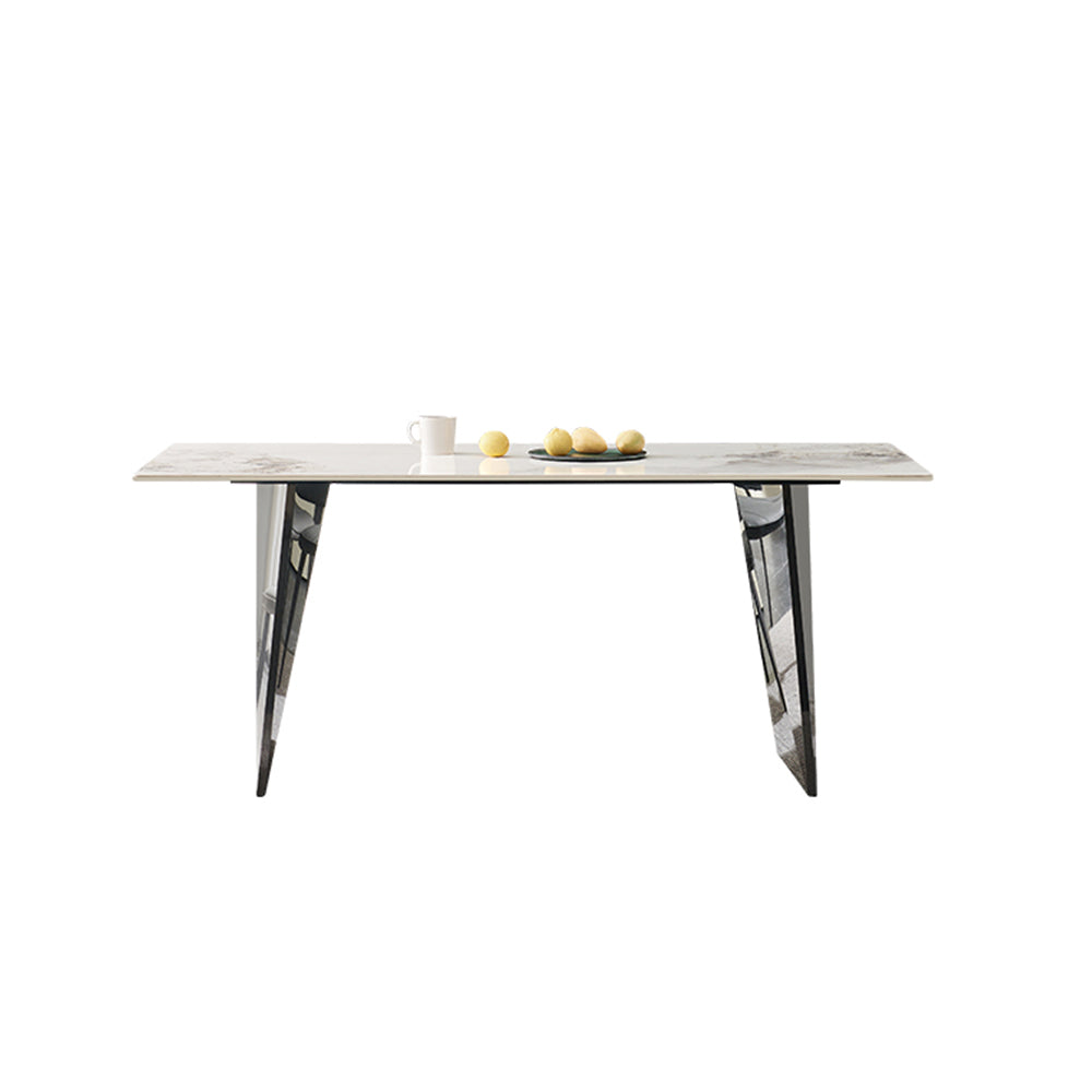 LIVARA DT1176 140/160/180cm Length 12mm Thickness Sintered Stone Tabletop Dining Table Stainless Steel Frame