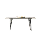 LIVARA DT1176 140/160/180cm Length 12mm Thickness Sintered Stone Tabletop Dining Table Stainless Steel Frame
