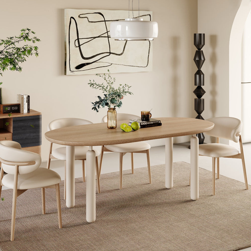 LUXORA DT1204 140/160/180cm Length Solid Wood Tabletop Dining Table Stainless Steel Frame