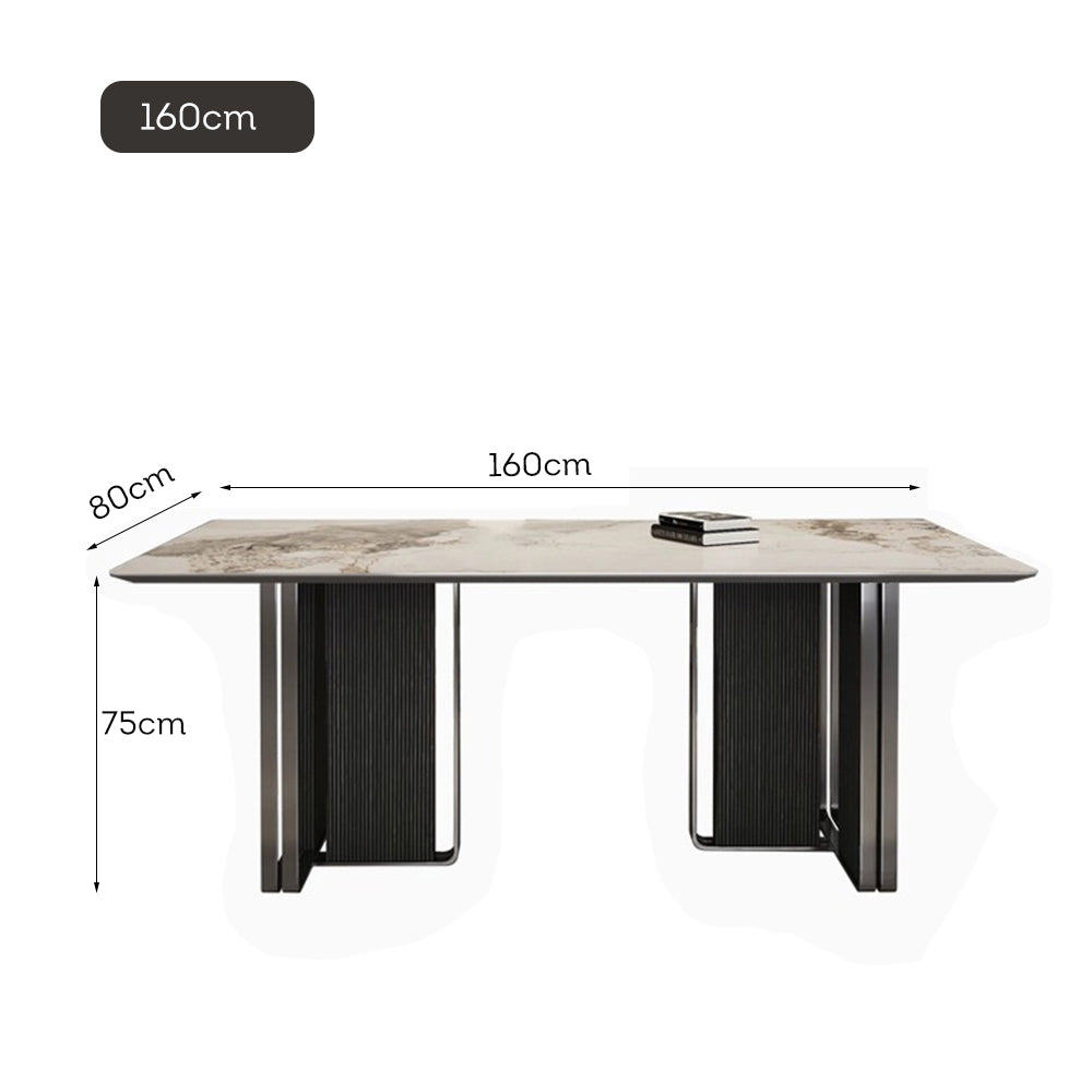 LUXORA DT1222 140/160/180cm Length Sintered Stone Tabletop Dining Table Carbon Steel Legs