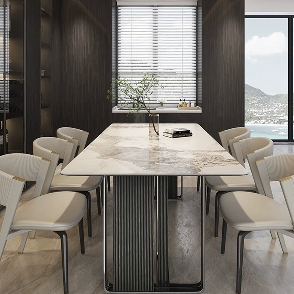 LUXORA DT1222 140/160/180cm Length Sintered Stone Tabletop Dining Table Carbon Steel Legs