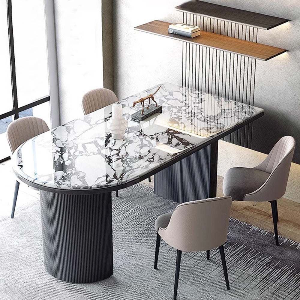 LUXORA DT1224 140/160/180cm Length 12mm Thickness Sintered Stone Tabletop Dining Table