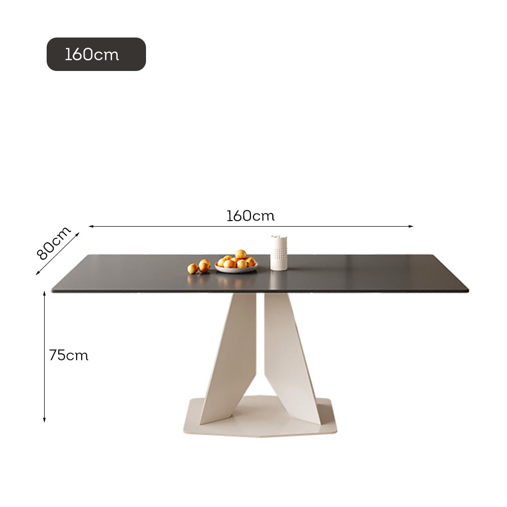 LIVARA DT1225 140/160/180cm Length Sintered Stone Tabletop Dining Table Carbon Steel Legs