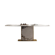 LUXORA DT1227 140/160/180cm Length Sintered Stone Tabletop Dining Table Stainless Steel Frame