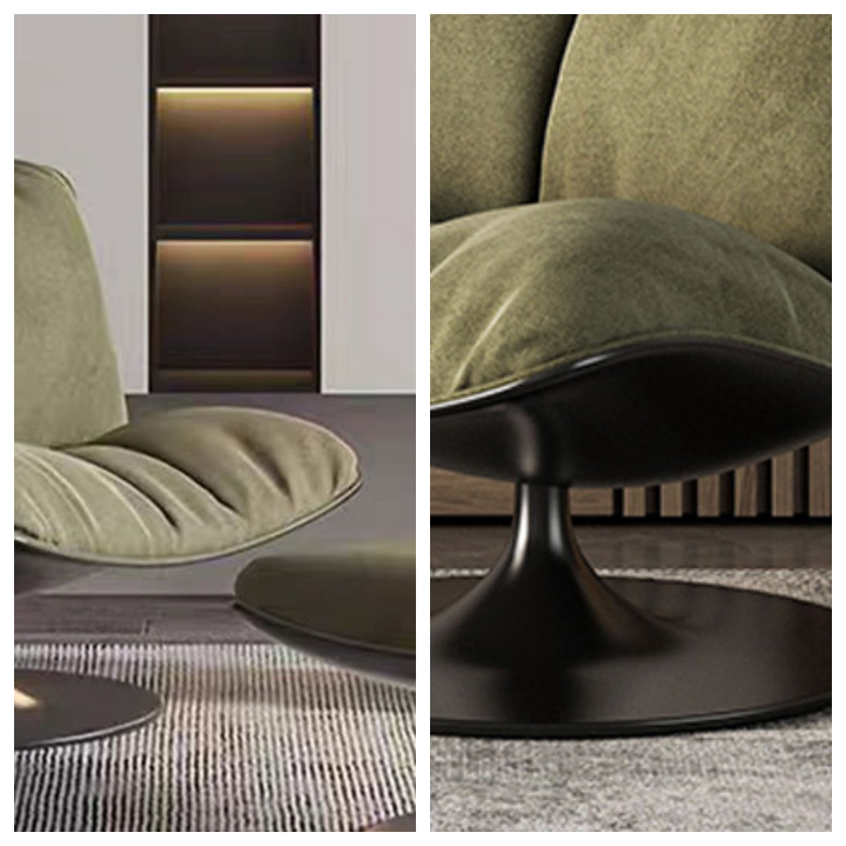 LIVARA EC1006 Fiberglass High-Density Sponge Fabric Swivel Base Duckbill Chair Ottoman