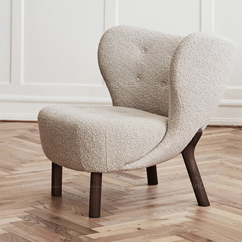 LIVARA EC1031 Solid Wood Lambswool High-Density Sponge Leisure Chair