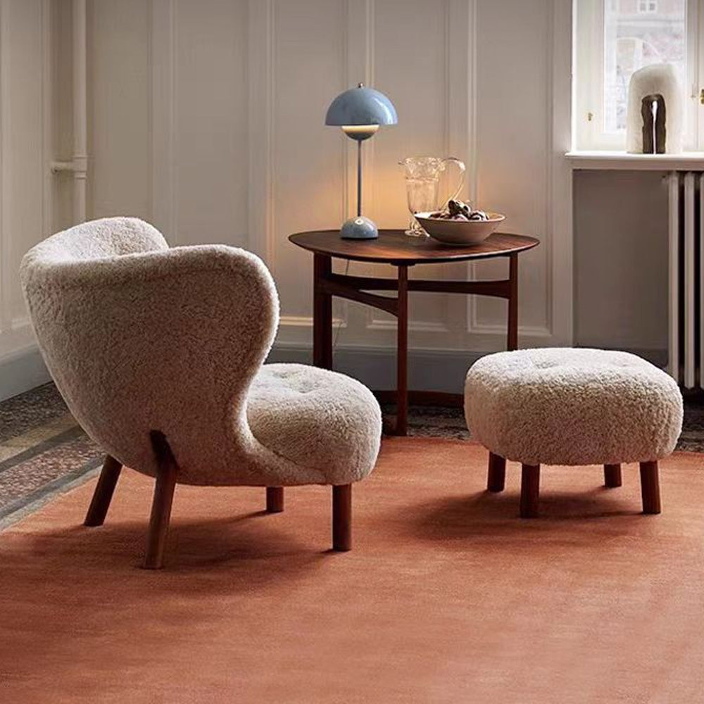 LIVARA EC1031 Solid Wood Lambswool High-Density Sponge Leisure Chair