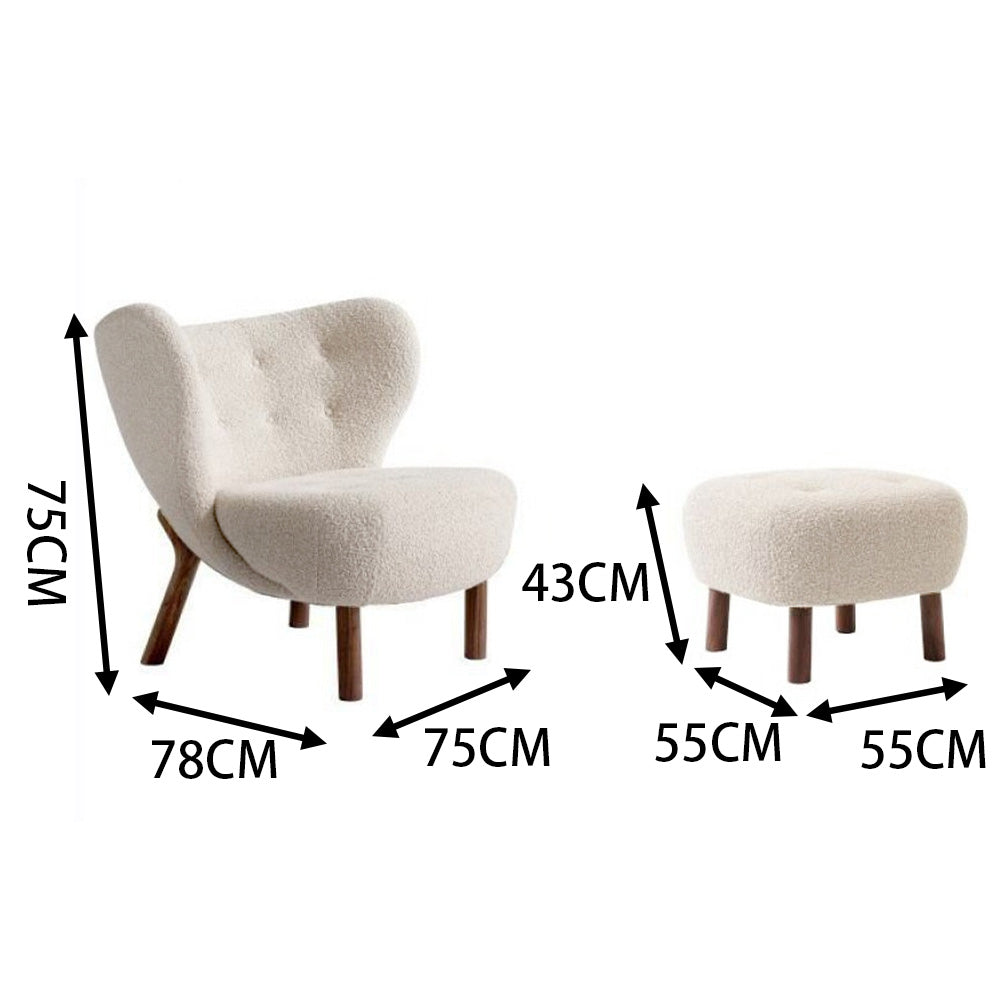 LIVARA EC1031 Solid Wood Lambswool High-Density Sponge Leisure Chair