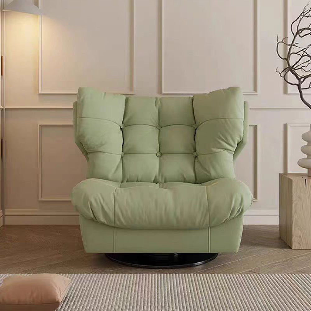 LIVARA EC1022 Wooden Frame Stainless Steel Round Base Matte Fabric Leisure Chair