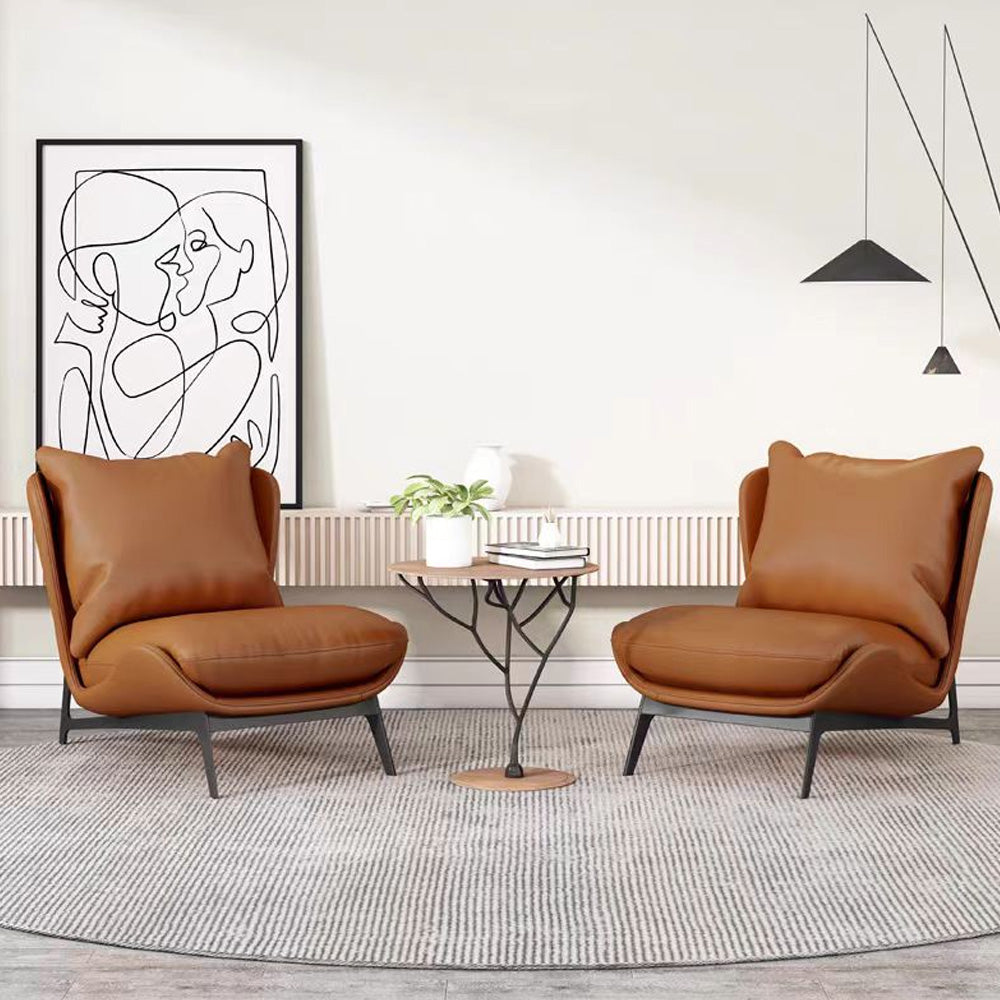 LIVARA EC1035 Minimalist Design Curved Wood Down Feather Leisure Chair