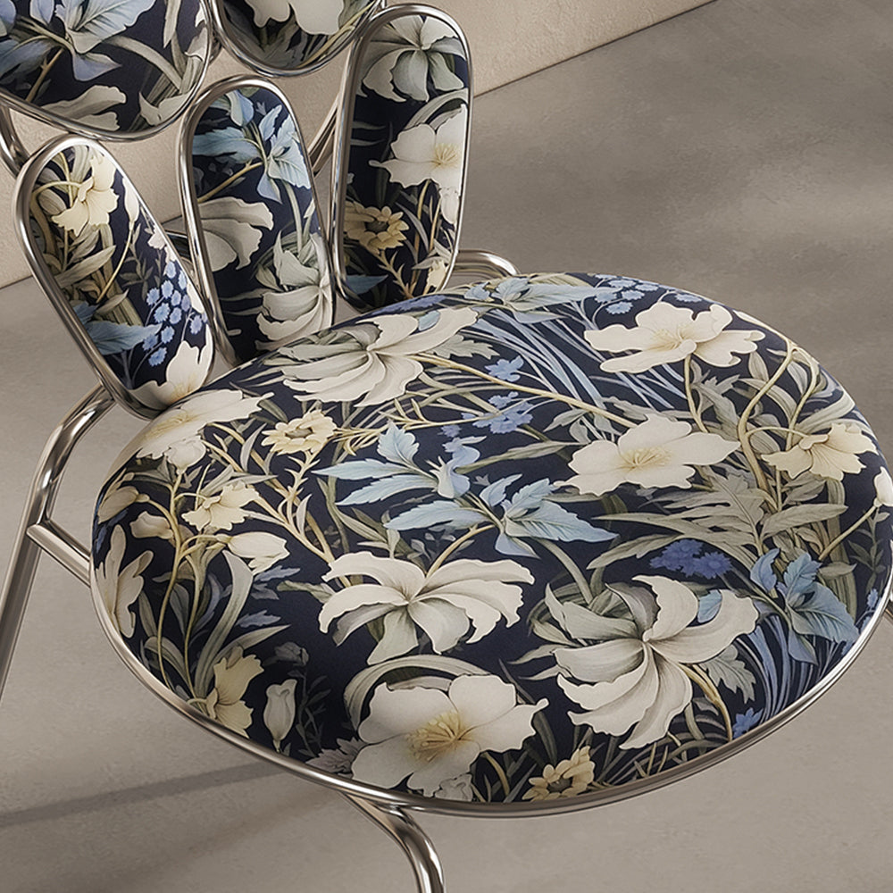 LIVARA EC1040 Floral Print Leisure Chair/Dining Chair Stainless Steel Legs