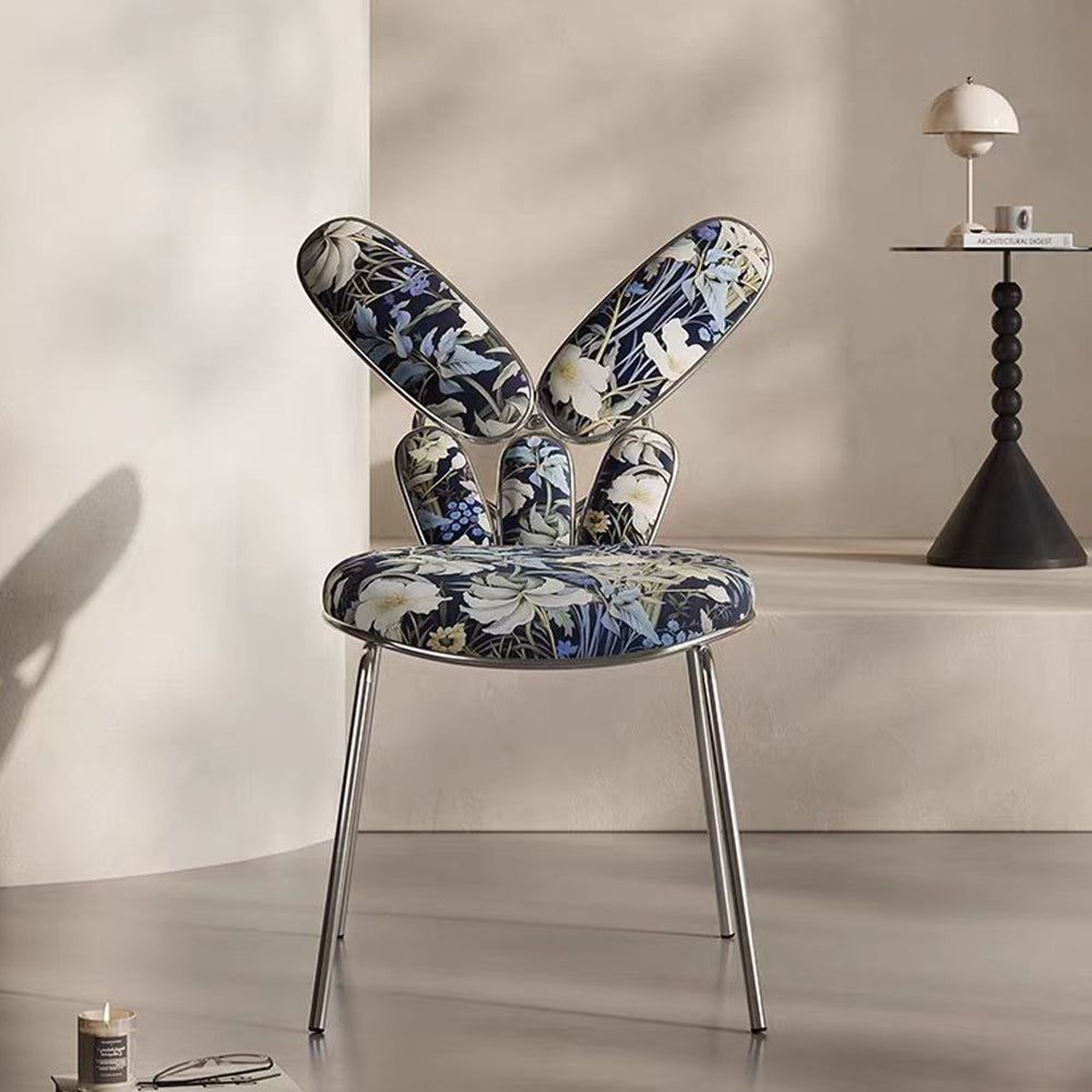 LIVARA EC1040 Floral Print Leisure Chair/Dining Chair Stainless Steel Legs