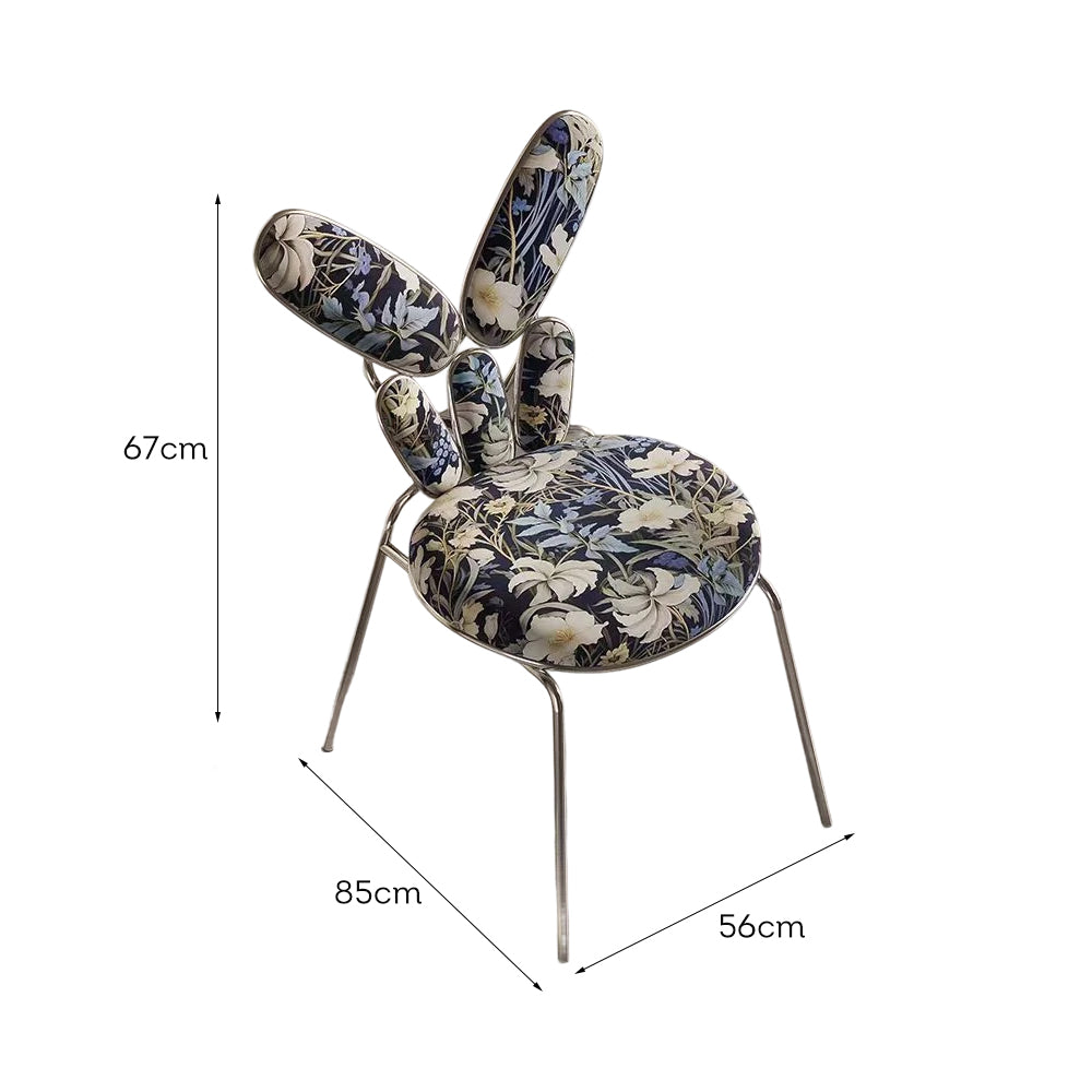 LIVARA EC1040 Floral Print Leisure Chair/Dining Chair Stainless Steel Legs