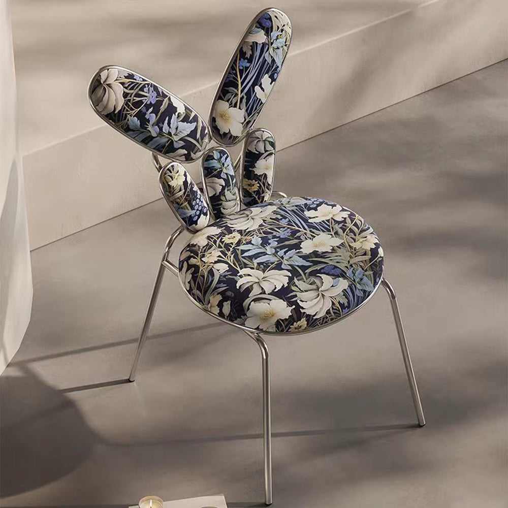 LIVARA EC1040 Floral Print Leisure Chair/Dining Chair Stainless Steel Legs