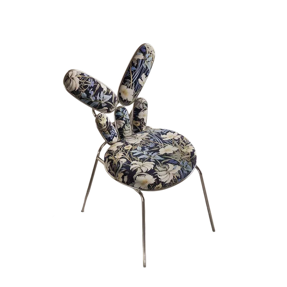 LIVARA EC1040 Floral Print Leisure Chair/Dining Chair Stainless Steel Legs