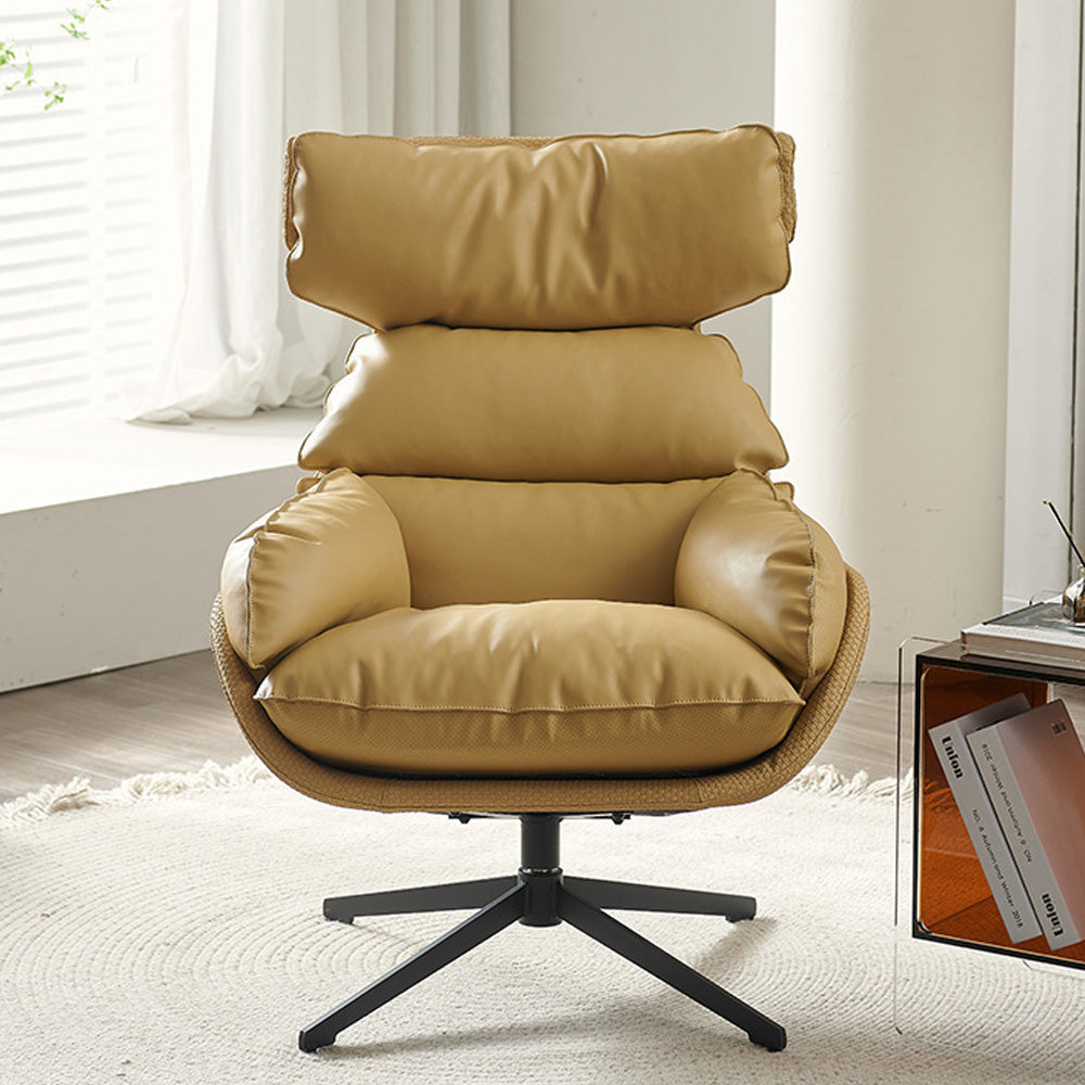 LIVARA EC1042 Rotating Metal Frame Down Feather Leather Leisure Chair