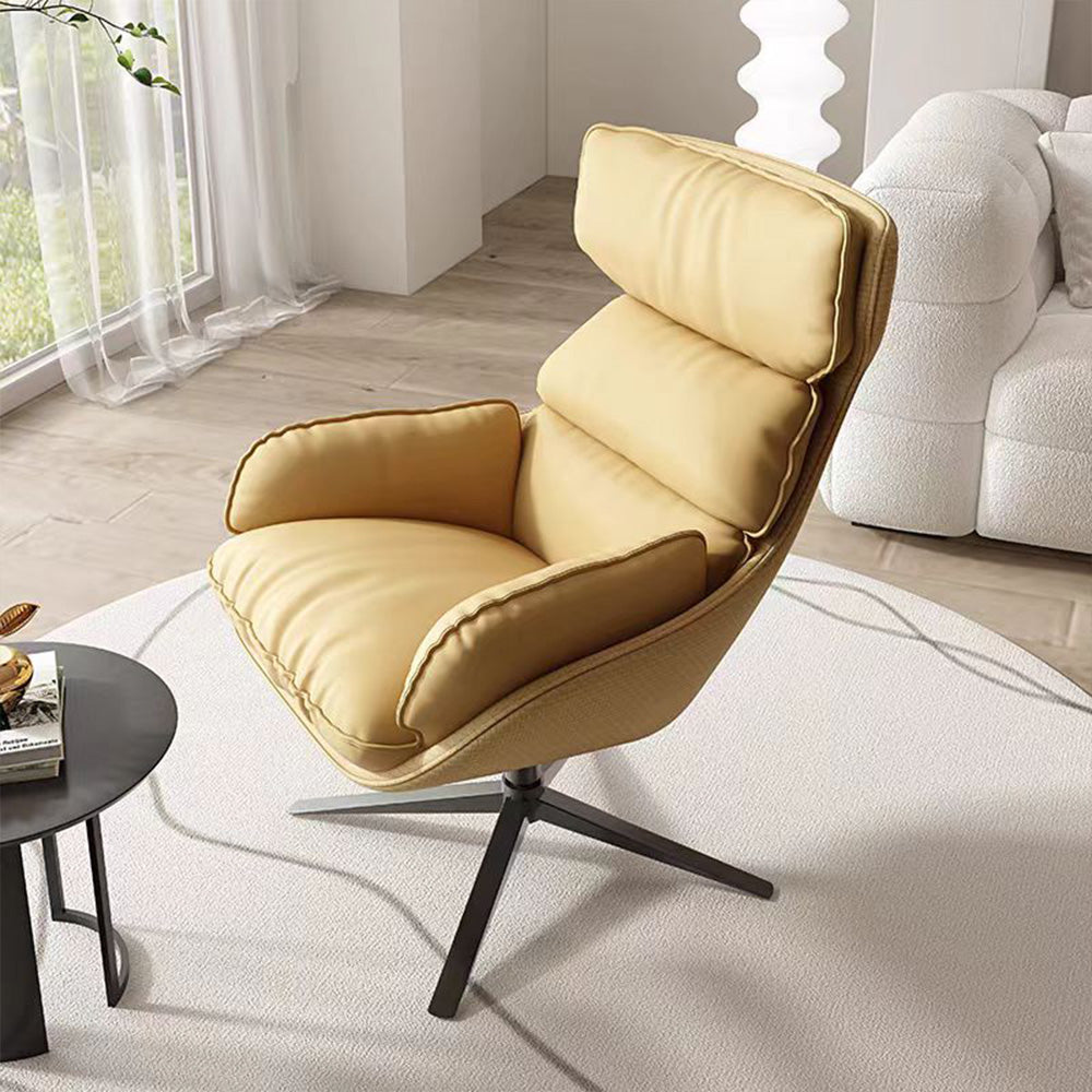 LIVARA EC1042 Rotating Metal Frame Down Feather Leather Leisure Chair