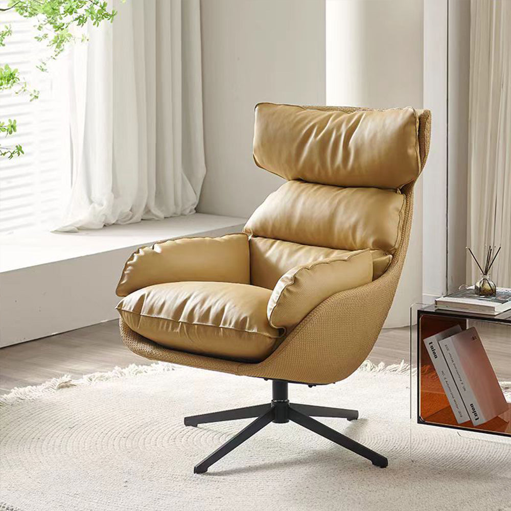 LIVARA EC1042 Rotating Metal Frame Down Feather Leather Leisure Chair