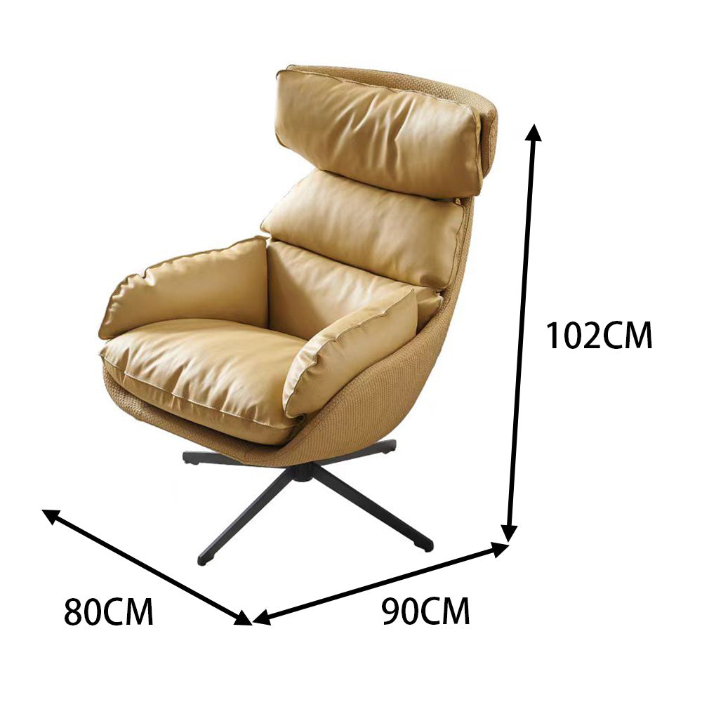 LIVARA EC1042 Rotating Metal Frame Down Feather Leather Leisure Chair