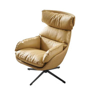 LIVARA EC1042 Rotating Metal Frame Down Feather Leather Leisure Chair