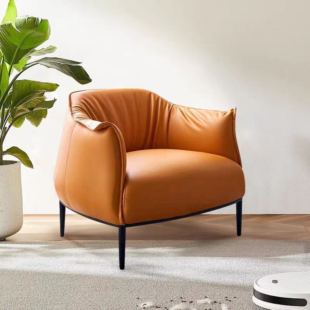 LIVARA EC1066 Carbon Steel High-Density Sponge Faux Leather Minimalist Leisure Chair