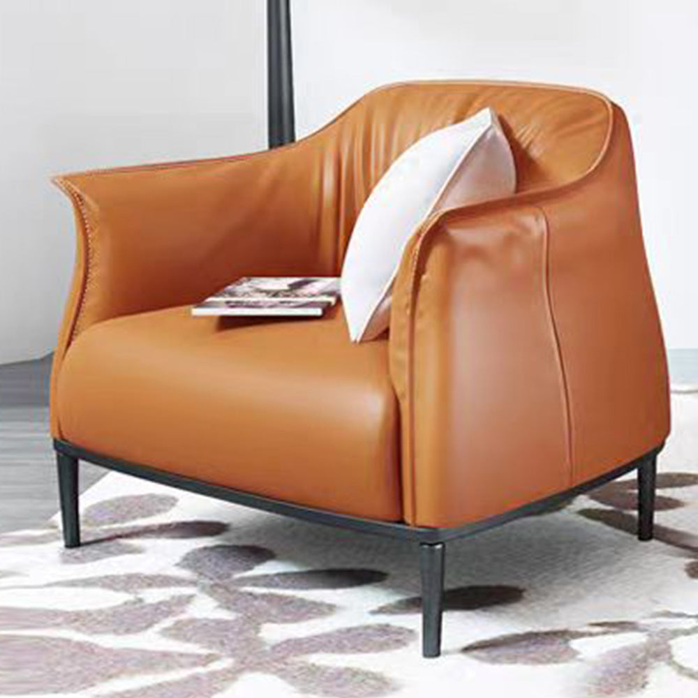 LIVARA EC1066 Carbon Steel High-Density Sponge Faux Leather Minimalist Leisure Chair