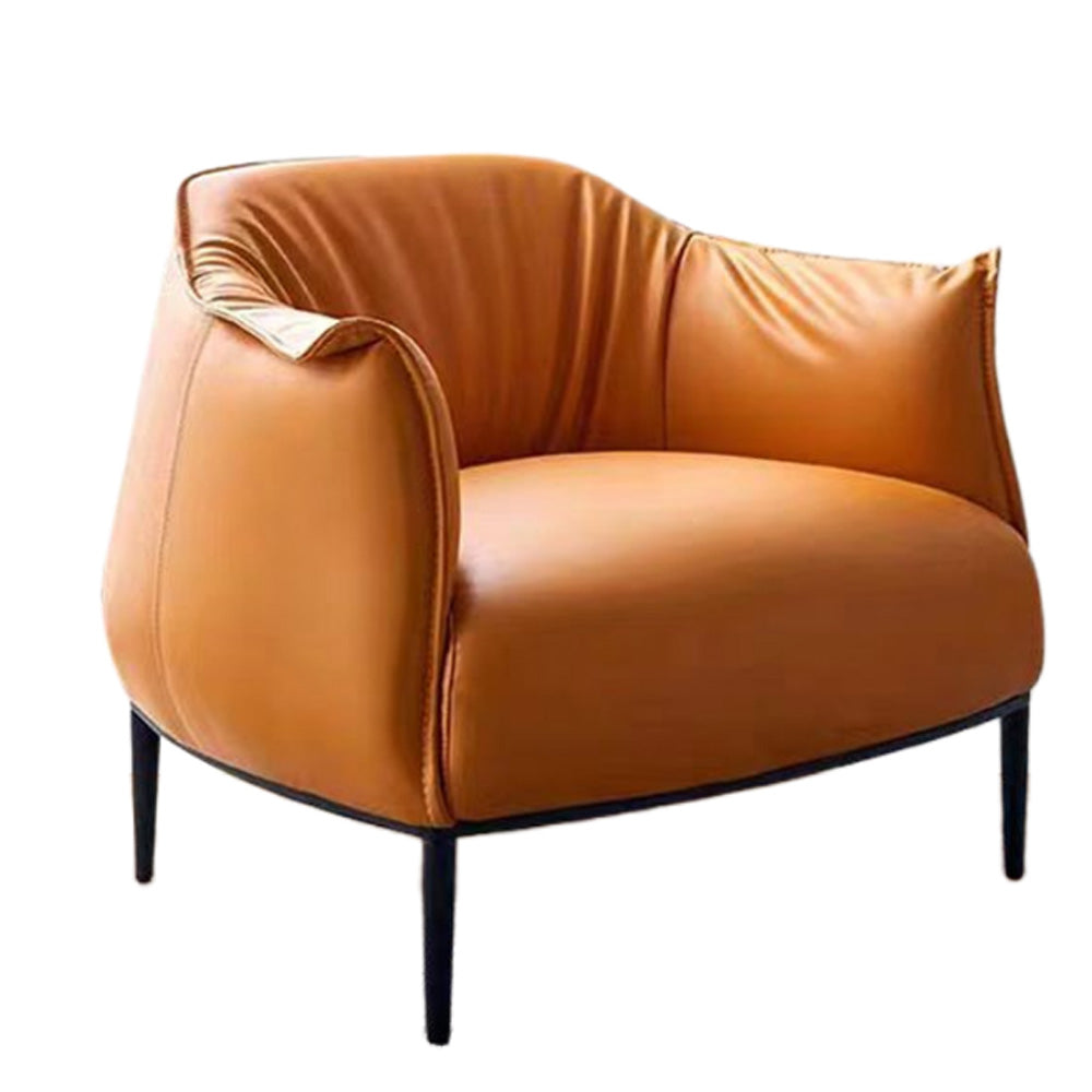 LIVARA EC1066 Carbon Steel High-Density Sponge Faux Leather Minimalist Leisure Chair