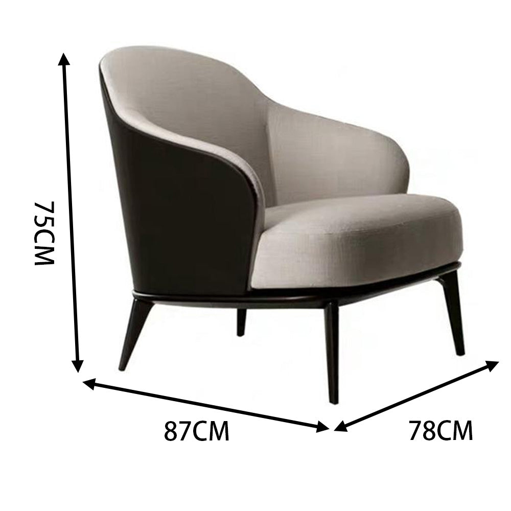 LIVARA EC1070 Eucalyptus Wood Frame with High-Density Foam and Wooden Black Legs Leisure Chair