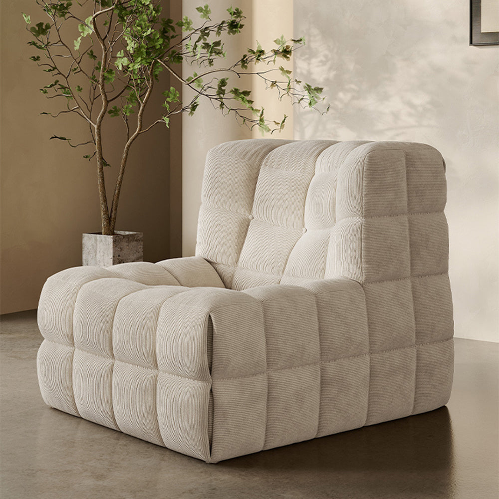 LIVARA EC1072 Corduroy Fabric and Molded Cotton-Filled Leisure Chair