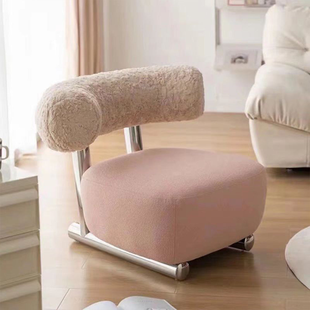 LIVARA EC1075 Lamb Fleece Brushed Velvet Stainless Steel Leisure Chair