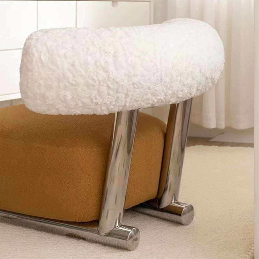 LIVARA EC1075 Lamb Fleece Brushed Velvet Stainless Steel Leisure Chair