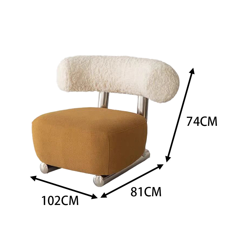 LIVARA EC1075 Lamb Fleece Brushed Velvet Stainless Steel Leisure Chair