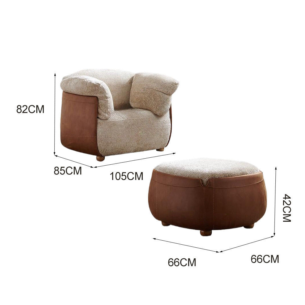 LIVARA EC1180 Footrest Wooden Frame Italian Petal Fabric Leisure Chair