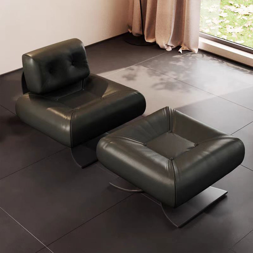 LIVARA EC1081 Fishtail Chair Lamb Fleece Black Titanium Stainless Steel Frame Leisure Chair With Ottoman