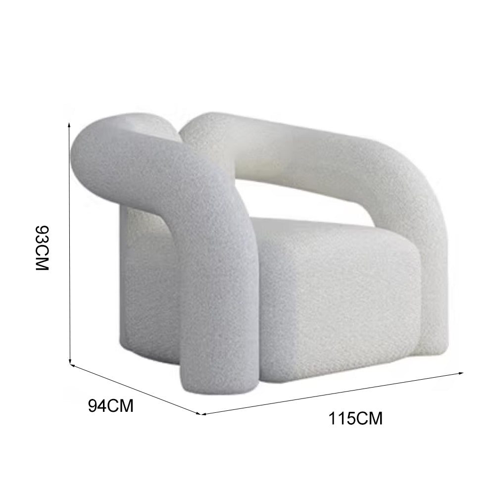 LIVARA EC1083 Minimalist Style Wooden Frame Lamb Wool Leisure Chair