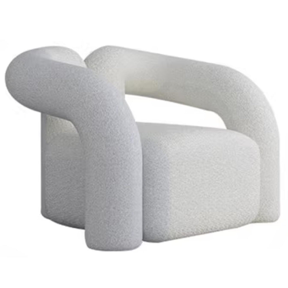 LIVARA EC1083 Minimalist Style Wooden Frame Lamb Wool Leisure Chair