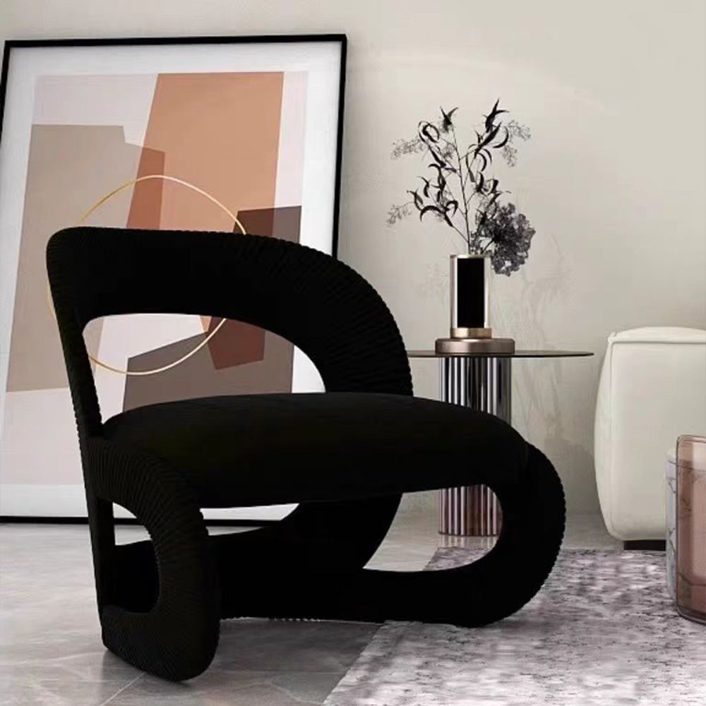 LIVARA EC1090 Tech Velvet Solid Wood Bentwood Leisure Chair