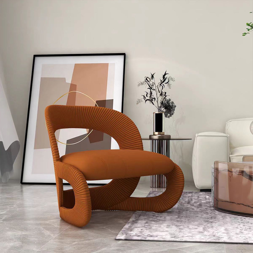 LIVARA EC1090 Tech Velvet Solid Wood Bentwood Leisure Chair