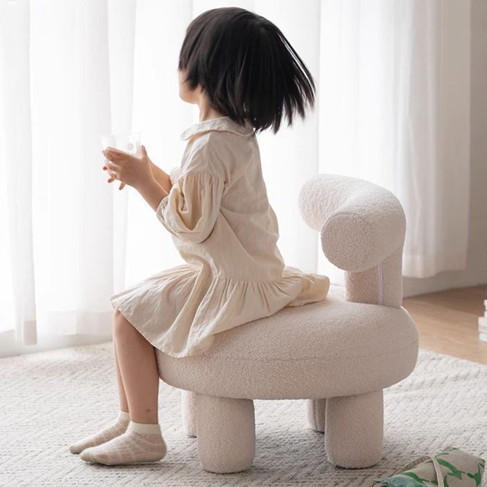 LIVARA EC1092 Wooden Frame Lamb Wool Upholstery Children's Chair