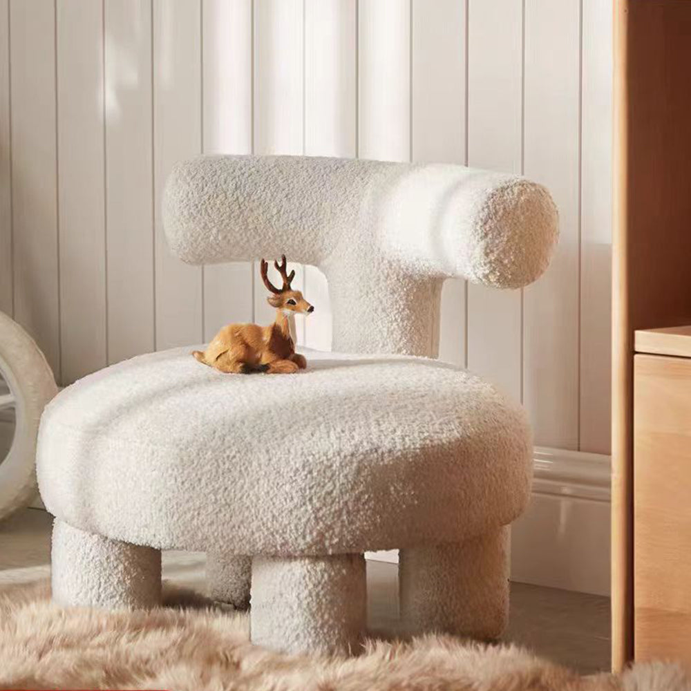 LIVARA EC1092 Wooden Frame Lamb Wool Upholstery Children's Chair