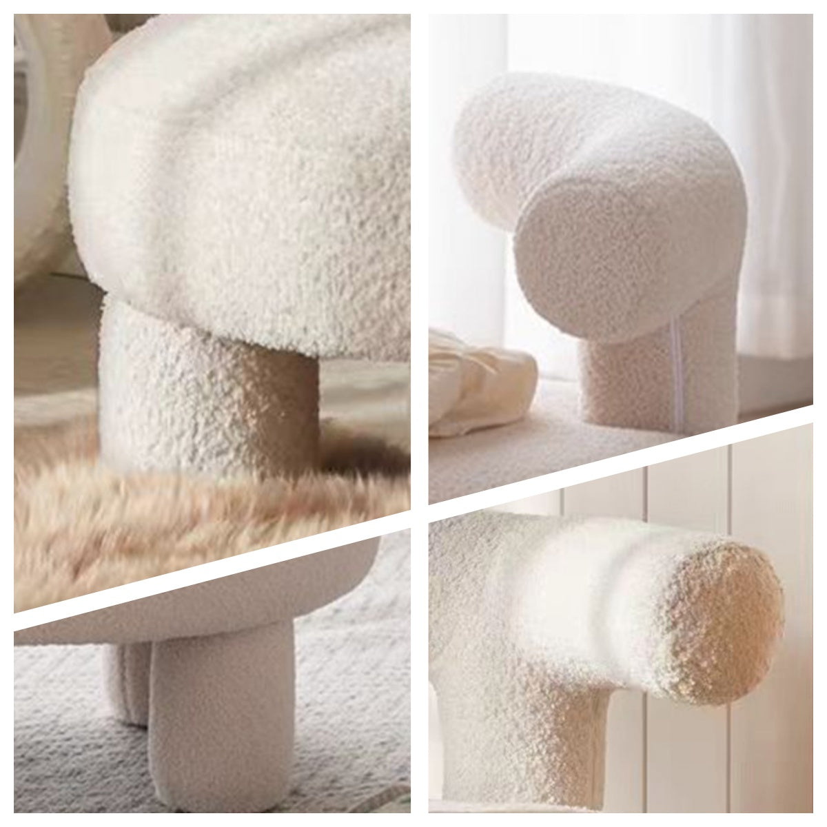 LIVARA EC1092 Wooden Frame Lamb Wool Upholstery Children's Chair