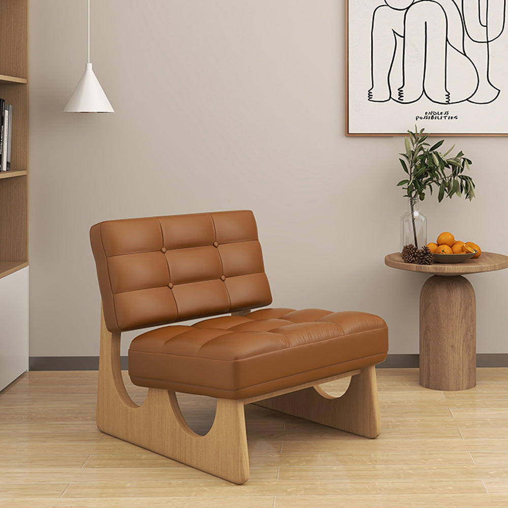 LIVARA EC1095 Microfiber Leather Wooden Frame Chair