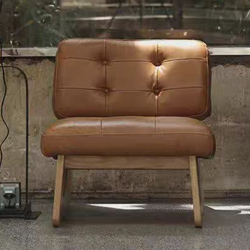 LIVARA EC1095 Microfiber Leather Wooden Frame Chair