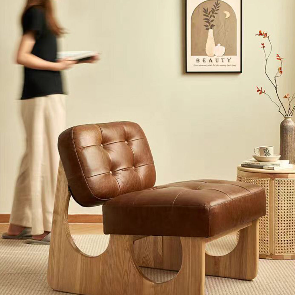 LIVARA EC1095 Microfiber Leather Wooden Frame Chair