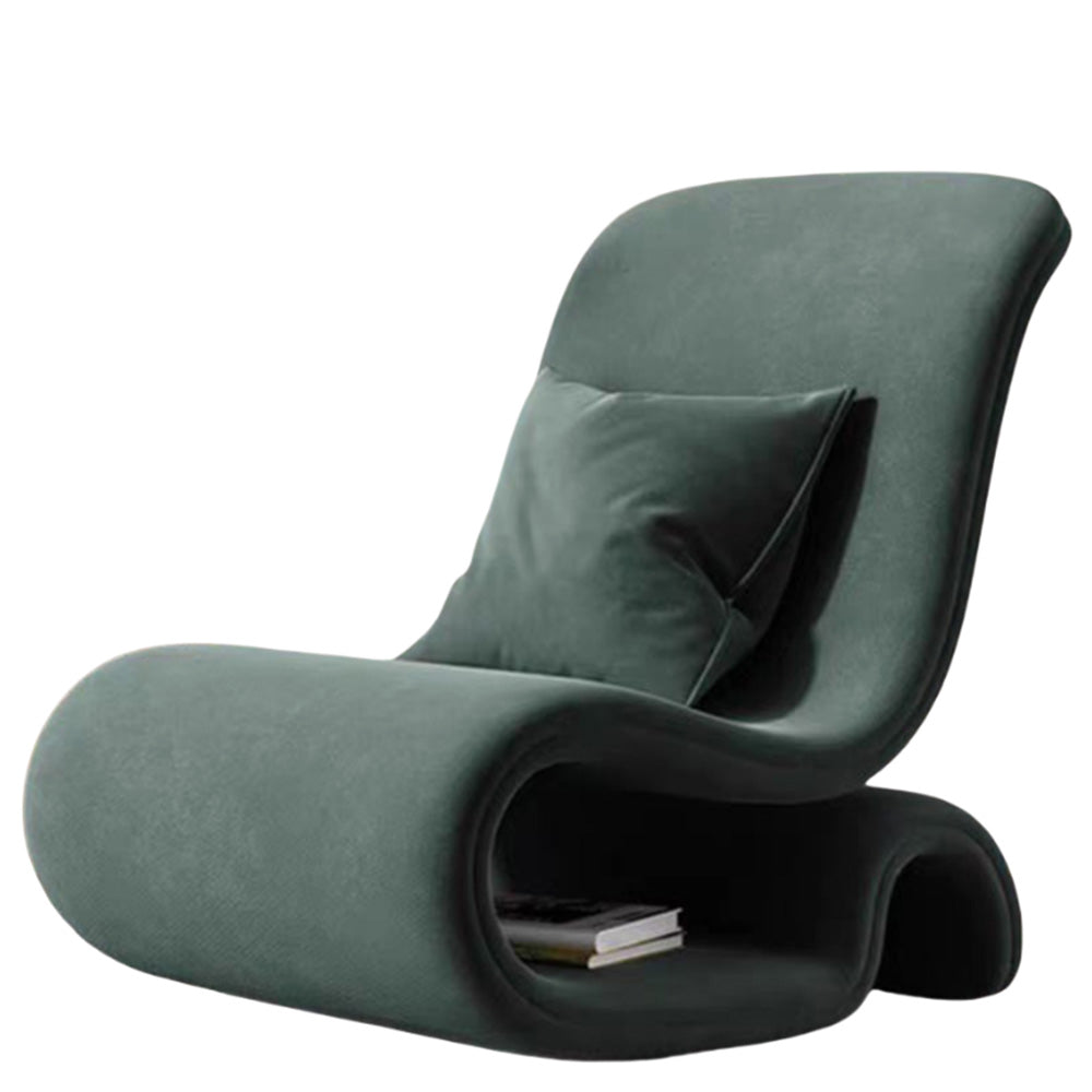 LIVARA EC1096 Tech Velvet Metal Solid Wood Minimalist Cozy Leisure Chair