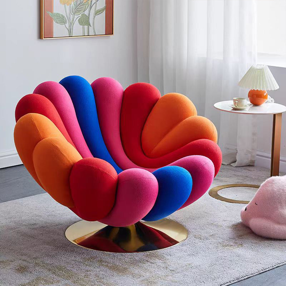 LIVARA EC1097 Colorful Floral Shaped Cotton Elastic Fabric Light Luxury Leisure Chair