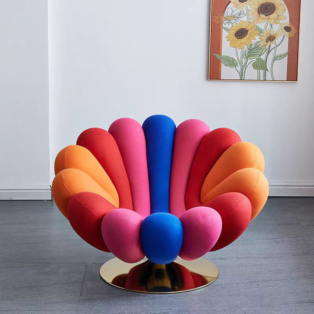 LIVARA EC1097 Colorful Floral Shaped Cotton Elastic Fabric Light Luxury Leisure Chair