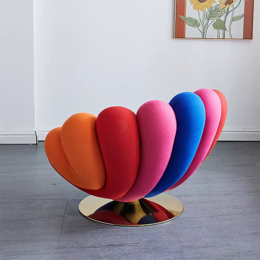 LIVARA EC1097 Colorful Floral Shaped Cotton Elastic Fabric Light Luxury Leisure Chair